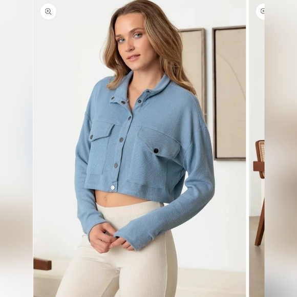 Last one 💙 Steel Blue Ribbed Jacket - Picture 2 of 5